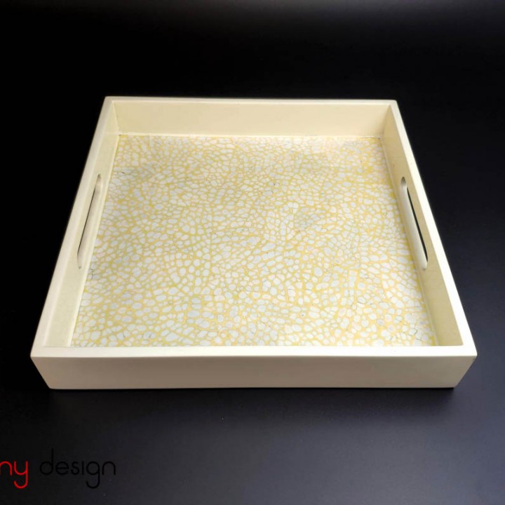 Square lacquer tray with attached eggshells 25cm